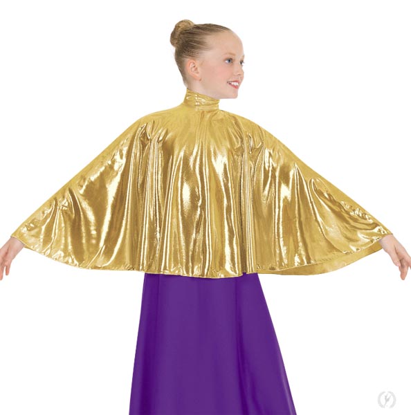 Eurotard 14739C Girls Guiding Light Metallic Mock Neck Praise Cape Gold